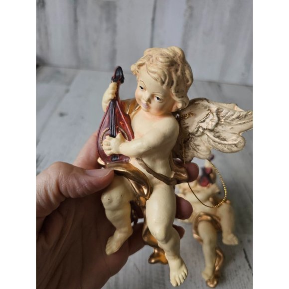 Vintage hanging cherub angel baby musical banjo Xmas Nativity statue religious d - Picture 2 of 14
